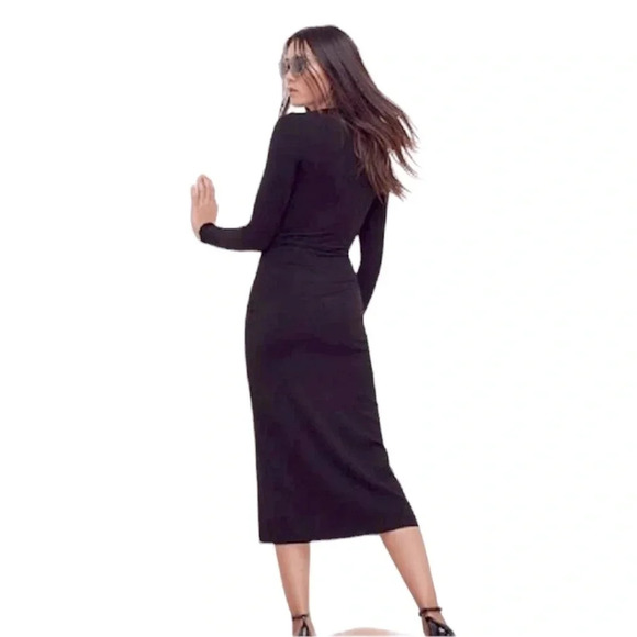 Reformation Edison Lace Up Rib Knit Midi Dress NAVY Blue Size XS - Picture 3 of 13